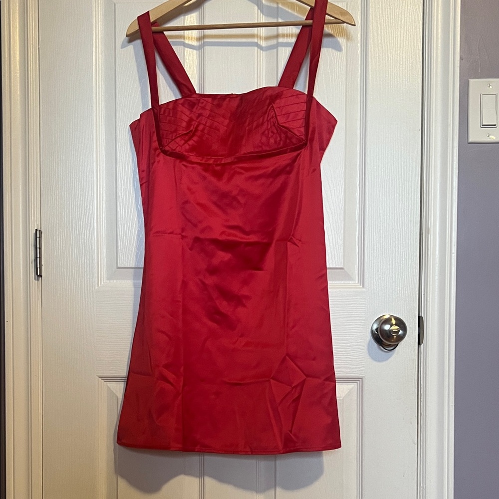 Chic Red Satin Mini Dress